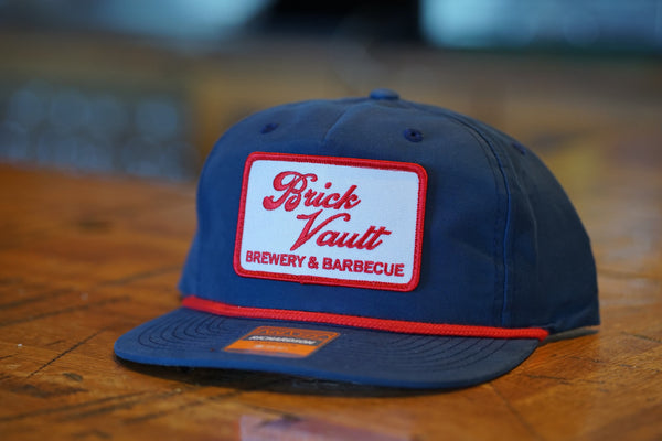 Brick Vault Hat, Navy & Red Flat Brim